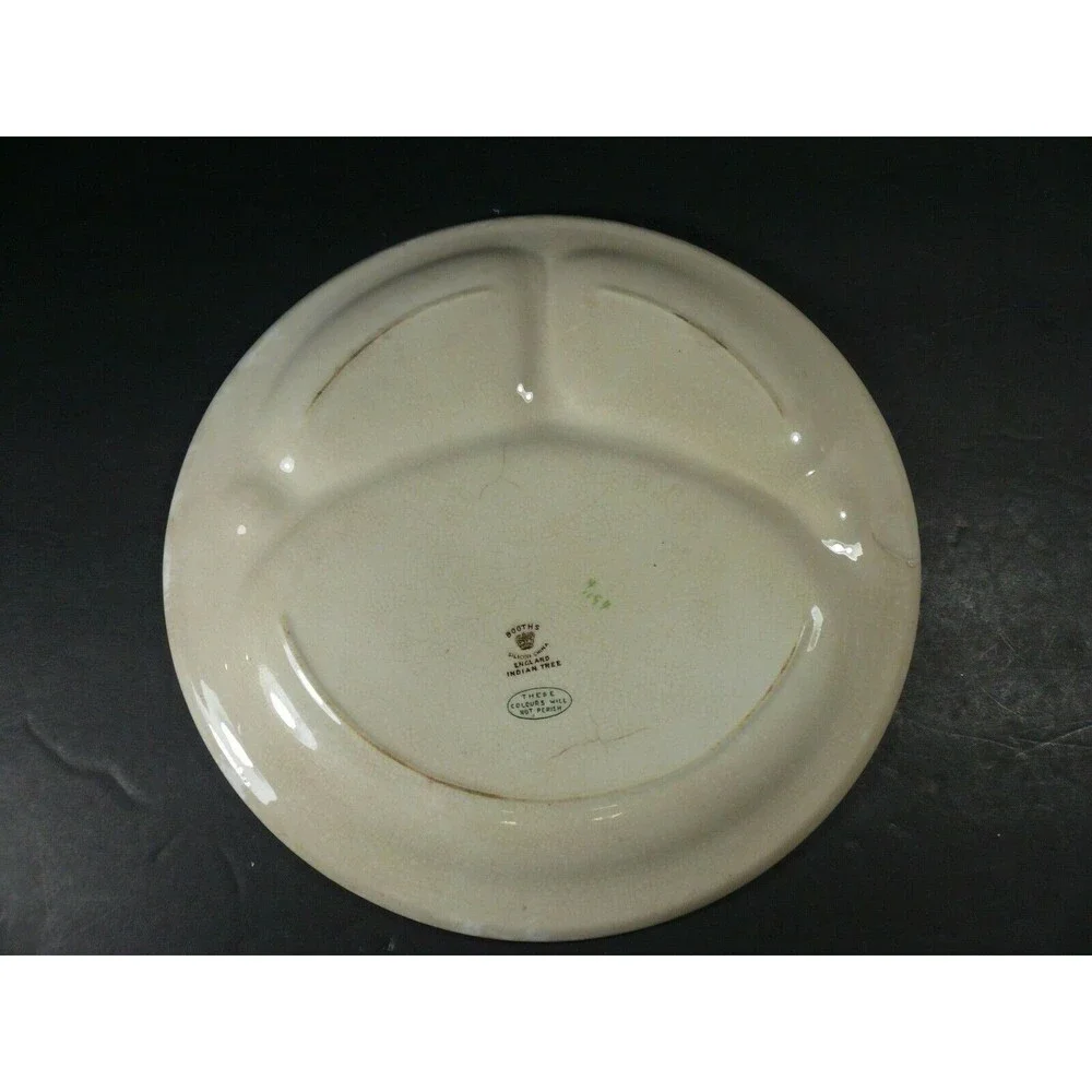 Vintage Booth's Indian Tree Divided Picnic Plate 10 5/8